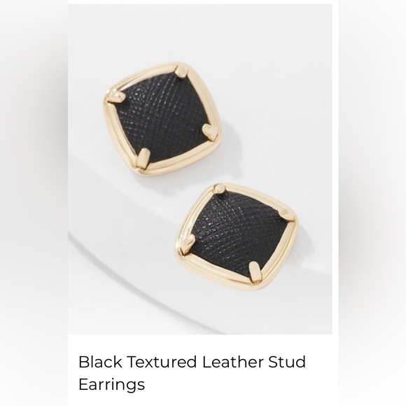 WHBM black textured leather stud earring - Picture 13 of 14